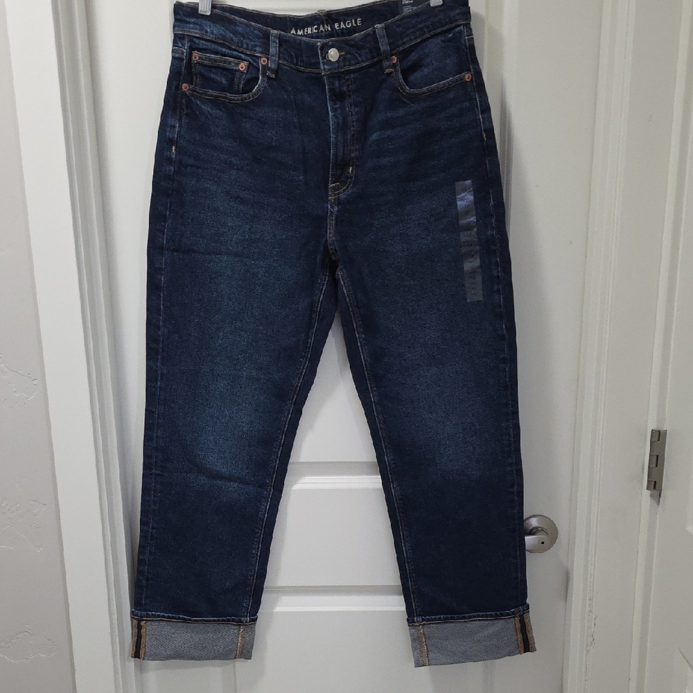 American Eagle Outfitters Women's Dark Blue High Rise Jeans